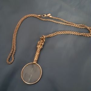Vintage silver antique looking glass necklace